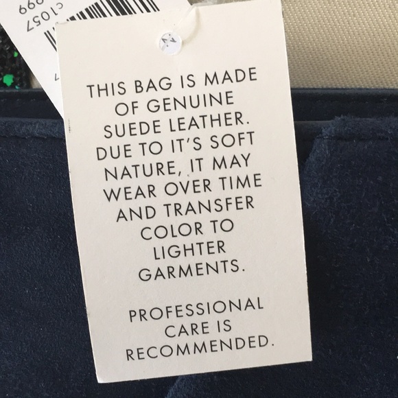 💝NWT Ann Taylor Blue Suede Green Sparkle Clutch - Picture 8 of 9